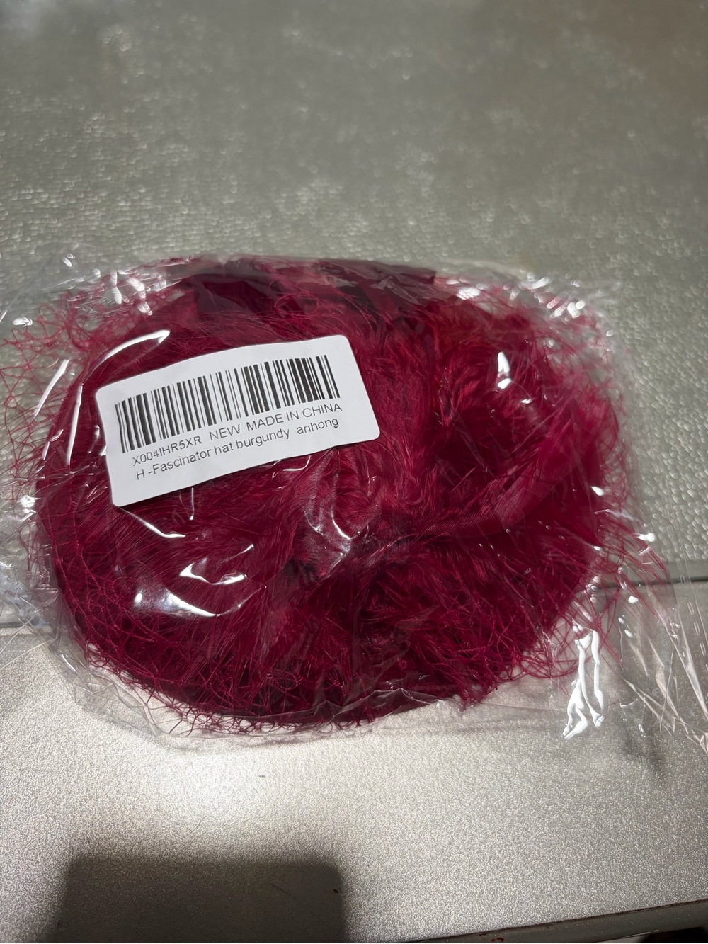Burgundy Feather Trim Fascinator